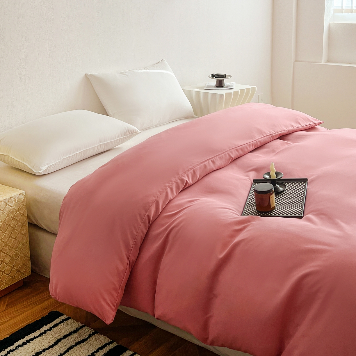 91家纺网 家纺一手货源 找家纺 恬澳家纺 2025外贸跨境电商亚马逊速卖通纯色单品单被套欧美尺寸多多跨境平台TEMU SHEIN 极简-玫瑰粉