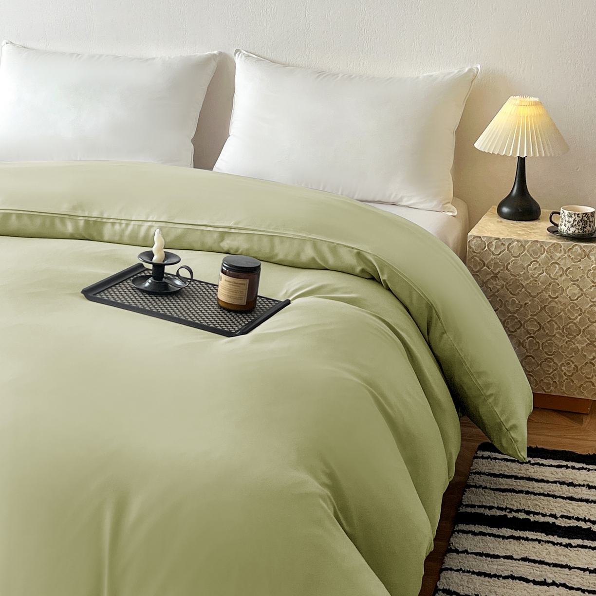 91家纺网 家纺一手货源 找家纺 恬澳家纺 2025外贸跨境电商亚马逊速卖通纯色单品单被套欧美尺寸多多跨境平台TEMU SHEIN 极简-苹果绿