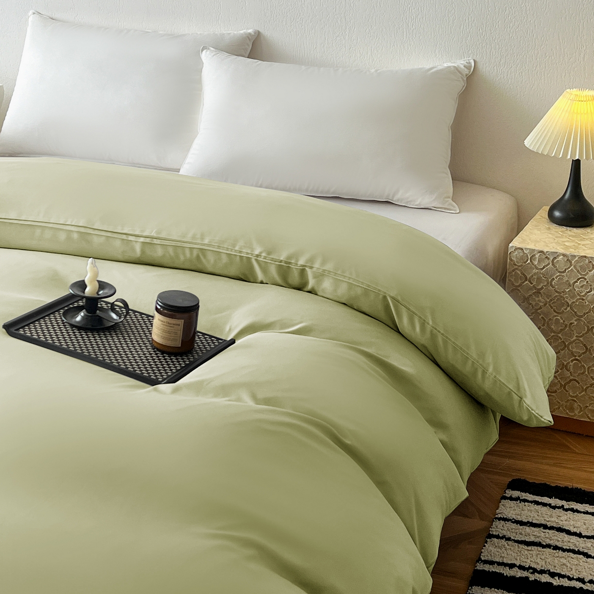 91家纺网 家纺一手货源 找家纺 恬澳家纺 2025外贸跨境电商亚马逊速卖通纯色单品单被套欧美尺寸多多跨境平台TEMU SHEIN 极简-苹果绿