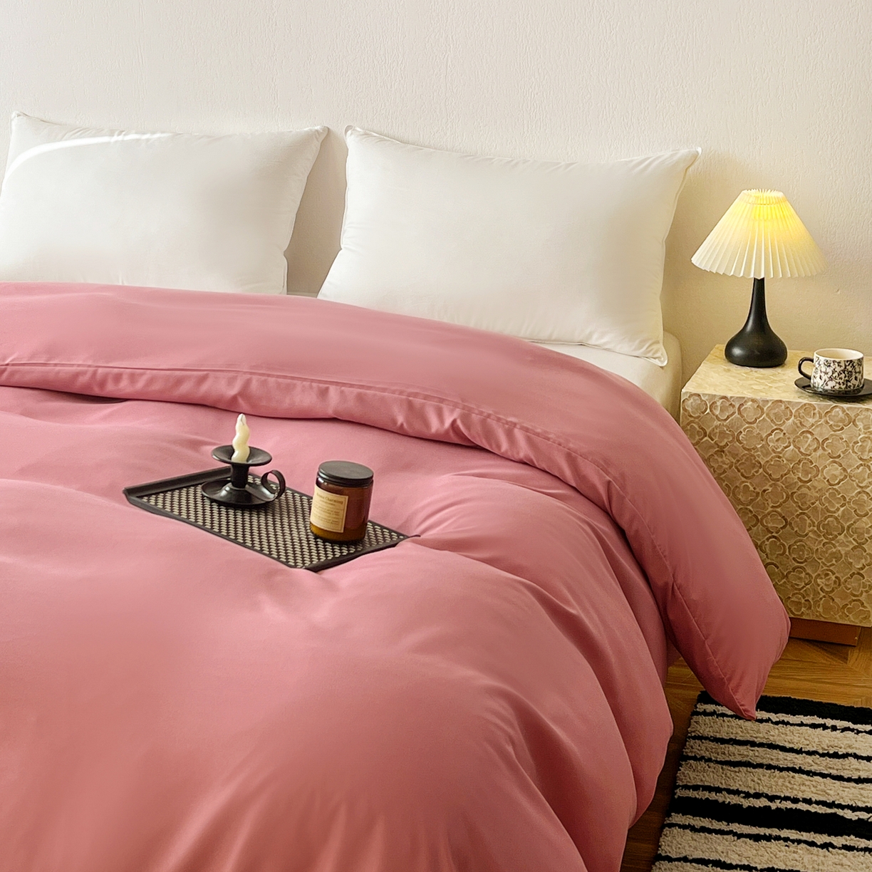 91家纺网 家纺一手货源 找家纺 恬澳家纺 2025外贸跨境电商亚马逊速卖通纯色单品单被套欧美尺寸多多跨境平台TEMU SHEIN 极简-玫瑰粉