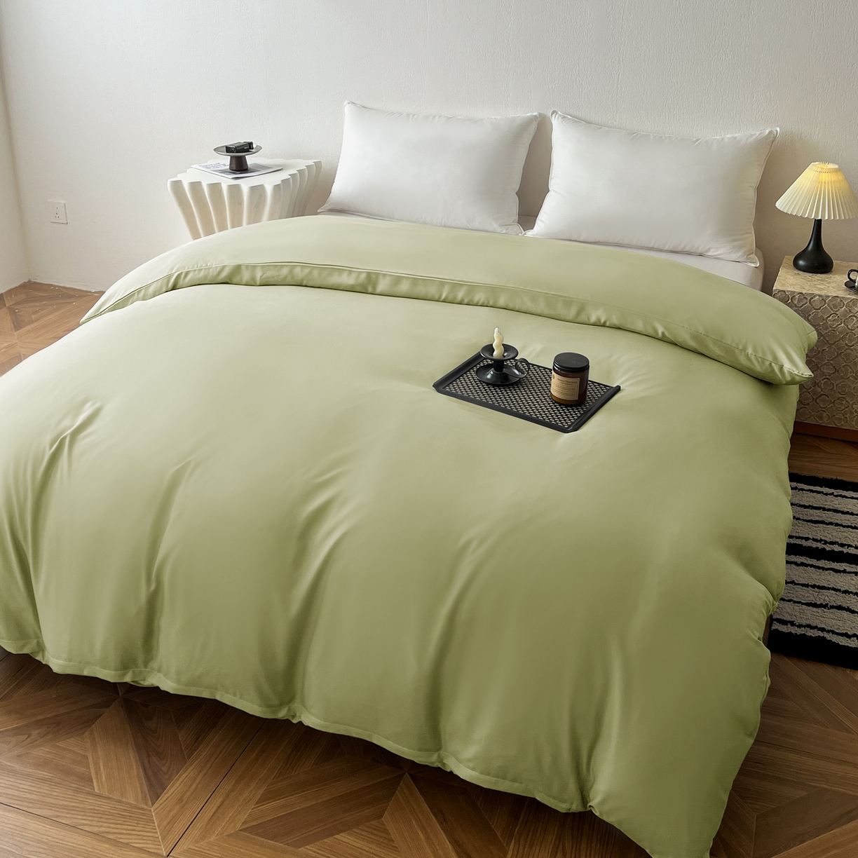 91家纺网 家纺一手货源 找家纺 恬澳家纺 2025外贸跨境电商亚马逊速卖通纯色单品单被套欧美尺寸多多跨境平台TEMU SHEIN 极简-苹果绿