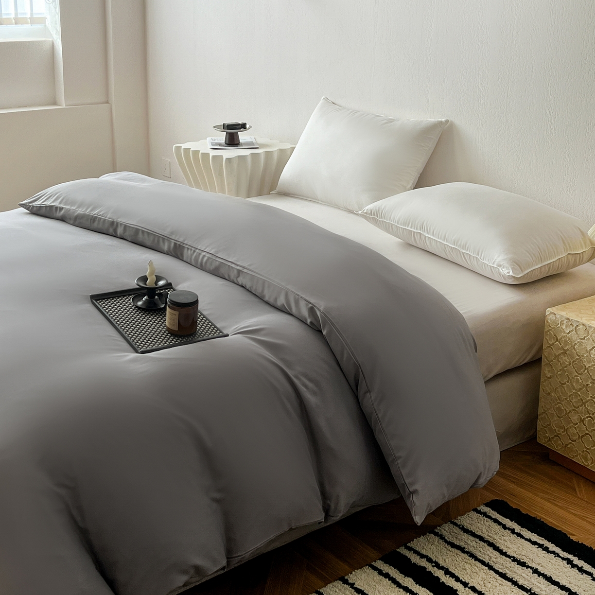 91家纺网 家纺一手货源 找家纺 恬澳家纺 2025外贸跨境电商亚马逊速卖通纯色单品单被套欧美尺寸多多跨境平台TEMU SHEIN 极简-铅灰色