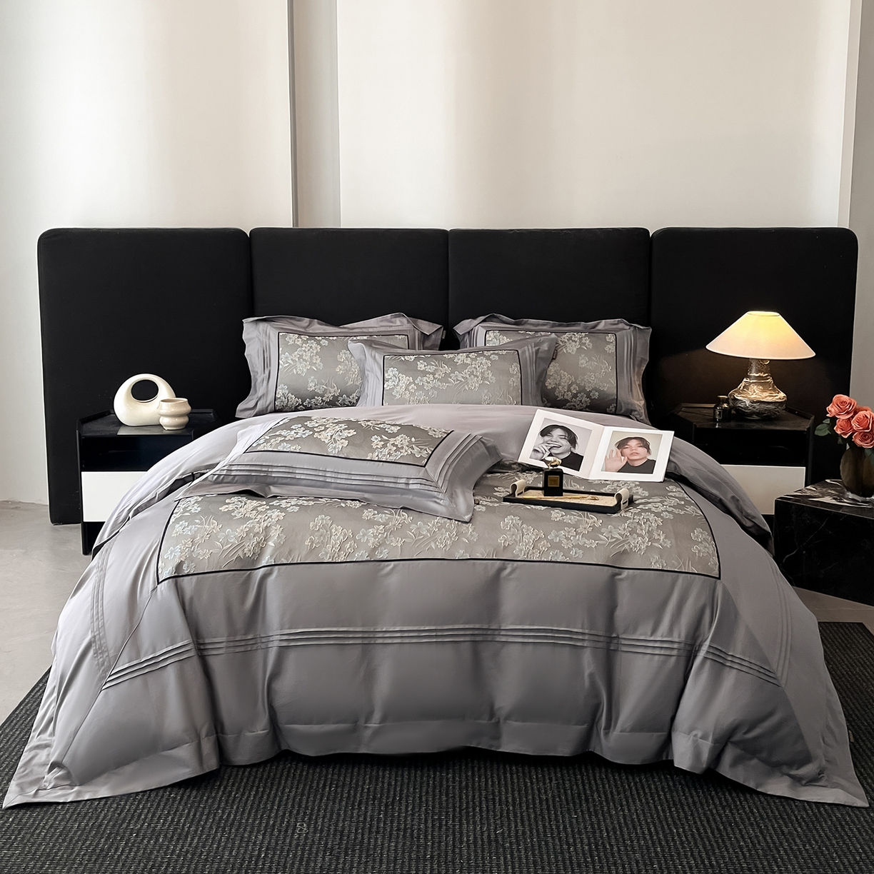 91家纺网 家纺一手货源 找家纺 （总）置顶家纺 2025新款洛神系列亲肤提花拼角压框四件套