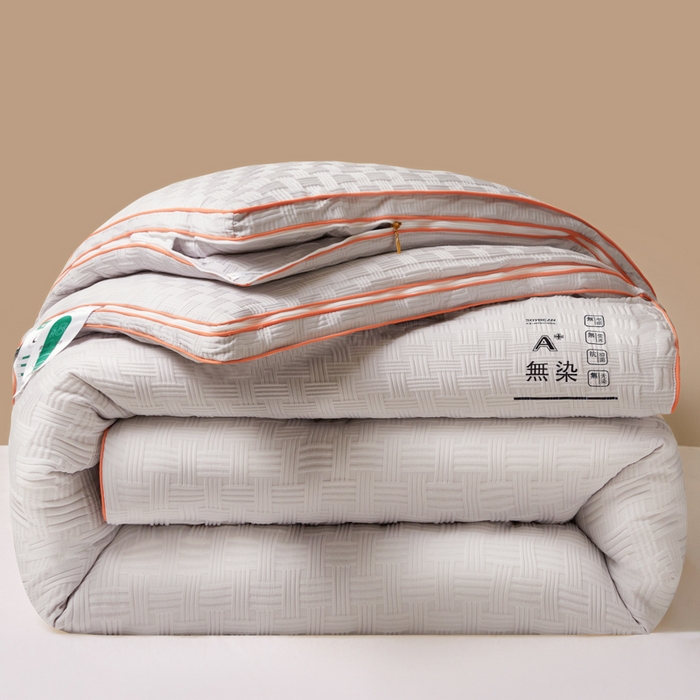 91家纺网 家纺一手货源 找家纺 蓝极人 2025新款无染提花针织棉被子母被春秋被冬被 提花-浅灰