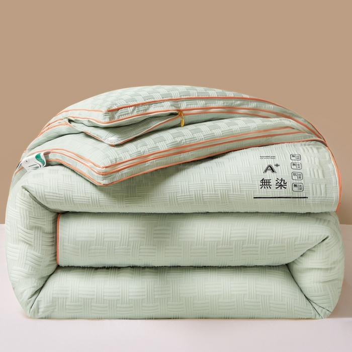酱子 2025新款无染提花针织棉被子母被春秋被冬被 提花-浅绿