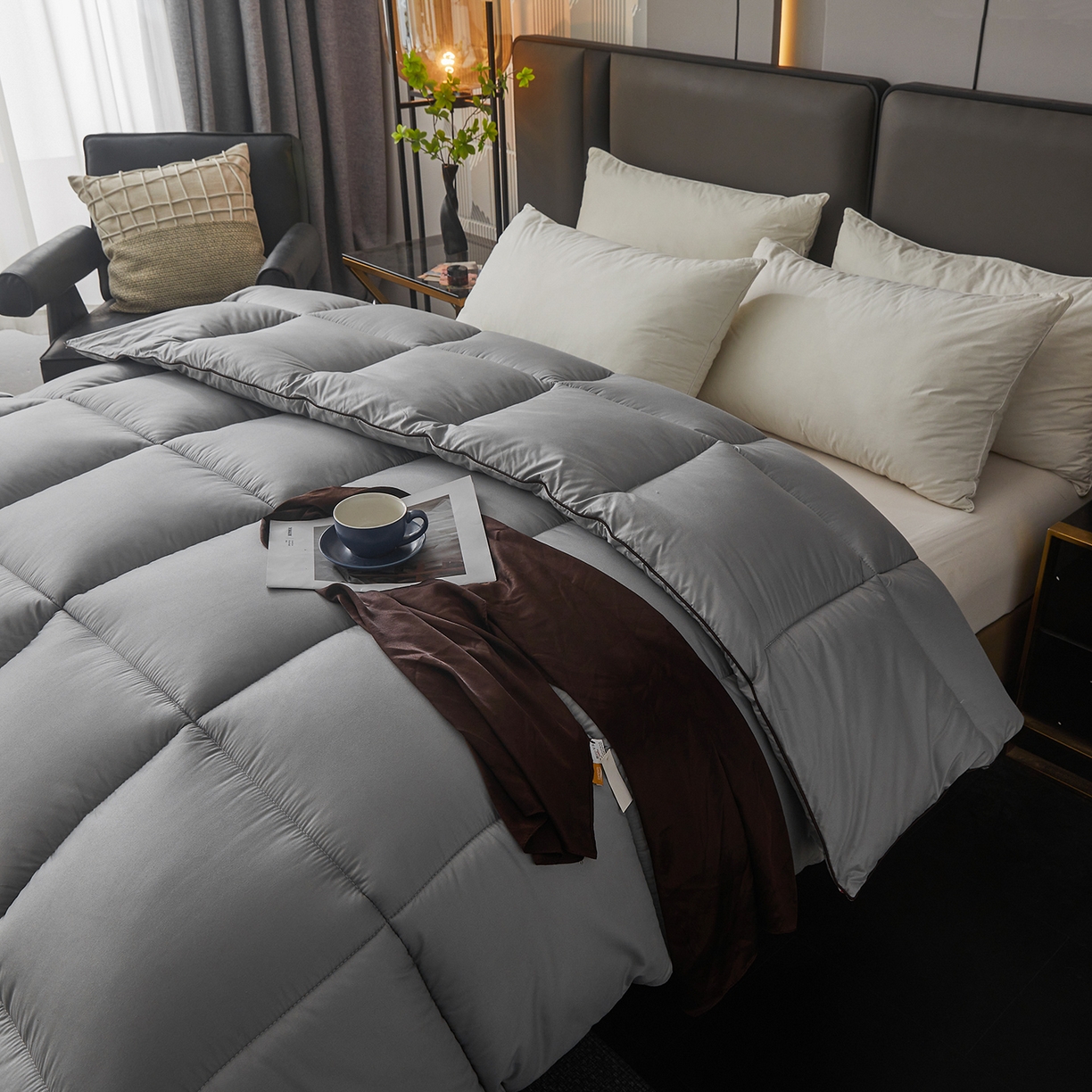 91家纺网 家纺一手货源 找家纺 雅颂缘 2026新款爆款酒店同款羽丝绒被子加厚冬被羽丝绒被芯 灰色