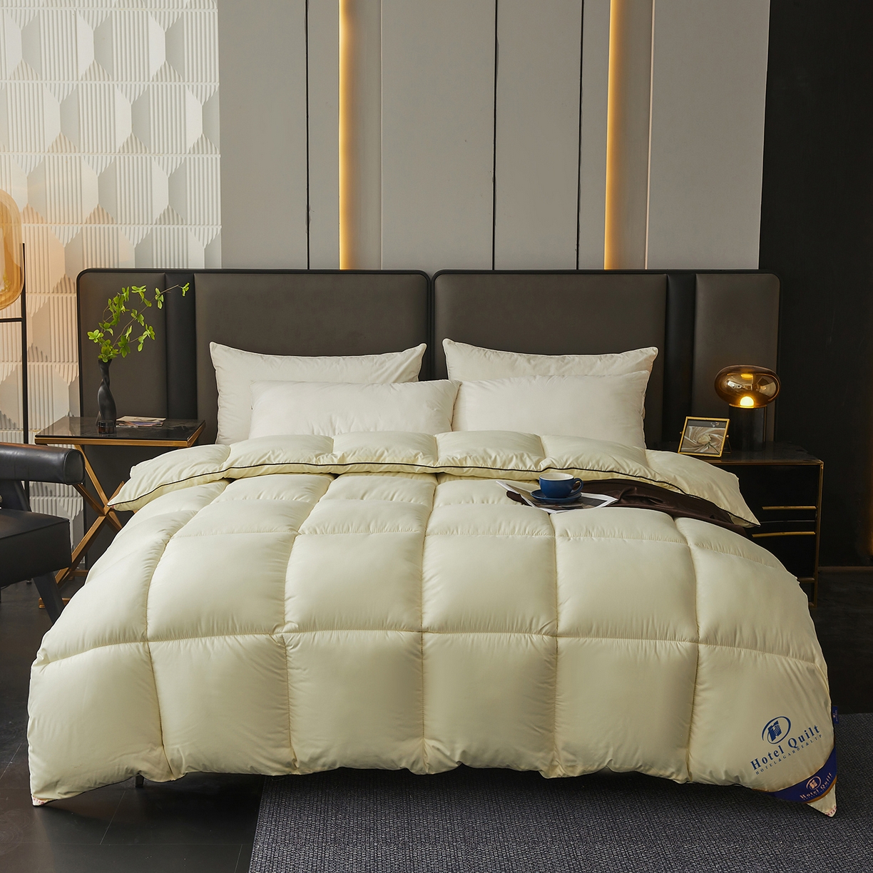 91家纺网 家纺一手货源 找家纺 雅颂缘 2026新款爆款酒店同款羽丝绒被子加厚冬被羽丝绒被芯 米黄色