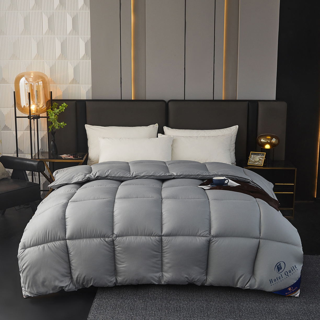 91家纺网 家纺一手货源 找家纺 雅颂缘 2026新款爆款酒店同款羽丝绒被子加厚冬被羽丝绒被芯 灰色