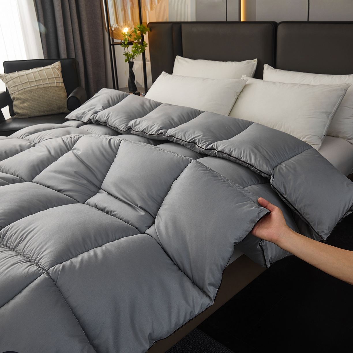 91家纺网 家纺一手货源 找家纺 雅颂缘 2026新款爆款酒店同款羽丝绒被子加厚冬被羽丝绒被芯 灰色