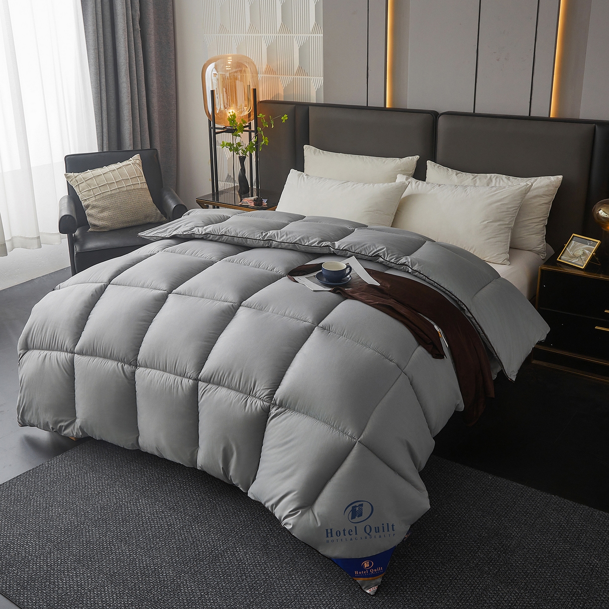 91家纺网 家纺一手货源 找家纺 雅颂缘 2026新款爆款酒店同款羽丝绒被子加厚冬被羽丝绒被芯 灰色