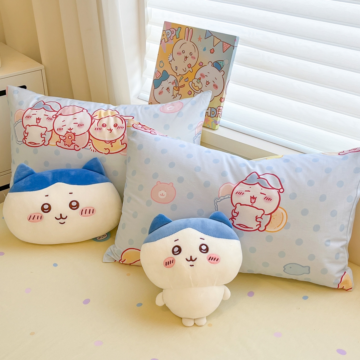 91家纺网 家纺一手货源 找家纺 暮思家居 2026新款正版授权吉伊卡哇全棉纯棉四件套 波点吉伊卡哇