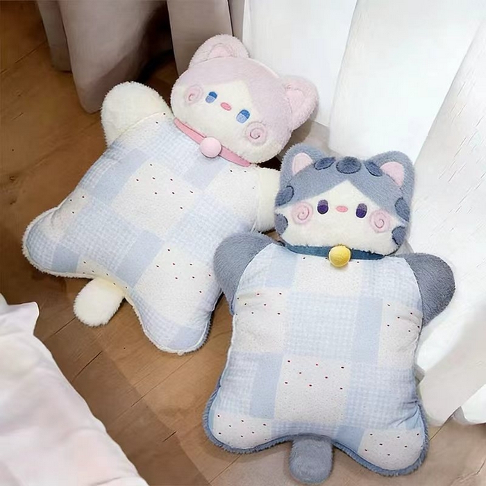 91家纺网 家纺一手货源 找家纺 仟亿莱 2025新款抱抱猫豆袋三用玩偶抱枕 三用奶咖猫