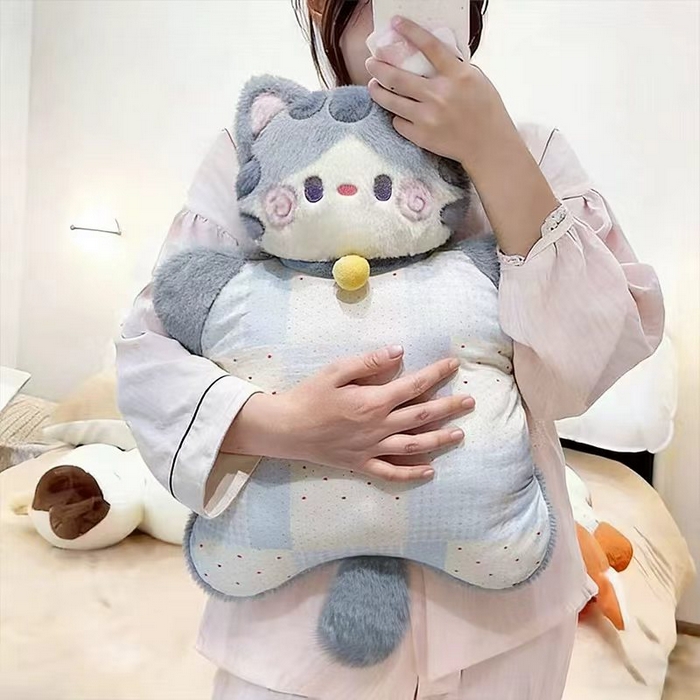 91家纺网 家纺一手货源 找家纺 仟亿莱 2025新款抱抱猫豆袋三用玩偶抱枕 三用奶咖猫