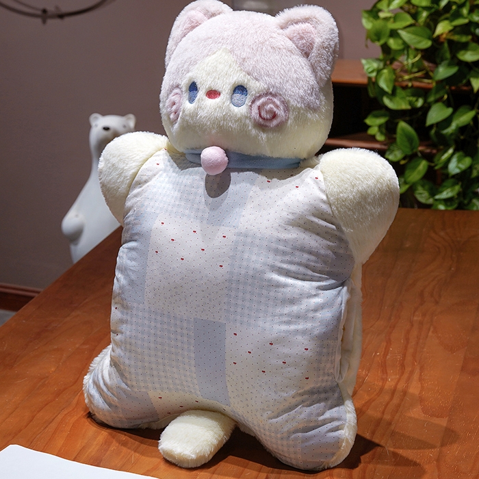 91家纺网 家纺一手货源 找家纺 仟亿莱 2025新款抱抱猫豆袋三用玩偶抱枕 三用奶咖猫
