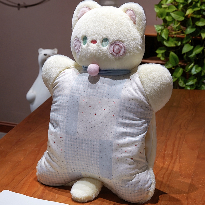 91家纺网 家纺一手货源 找家纺 仟亿莱 2025新款抱抱猫豆袋三用玩偶抱枕 三用白猫