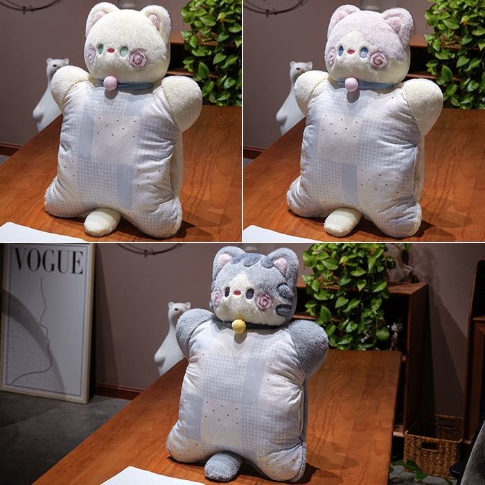 91家纺网 家纺一手货源 找家纺 仟亿莱 2025新款抱抱猫豆袋三用玩偶抱枕 三用白猫
