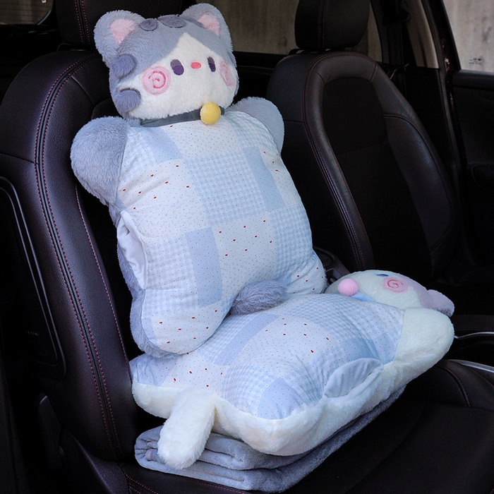 91家纺网 家纺一手货源 找家纺 仟亿莱 2025新款抱抱猫豆袋三用玩偶抱枕 三用奶咖猫