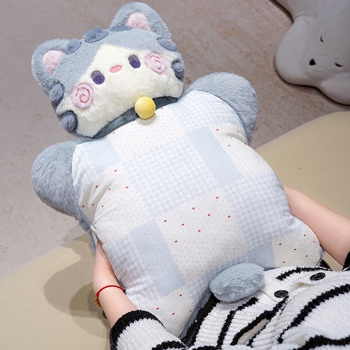 91家纺网 家纺一手货源 找家纺 仟亿莱 2025新款抱抱猫豆袋三用玩偶抱枕 三用灰猫