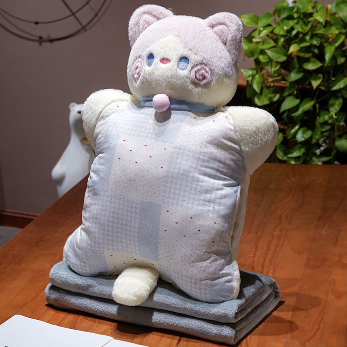 仟亿莱 2025新款抱抱猫豆袋三用玩偶抱枕 三用奶咖猫