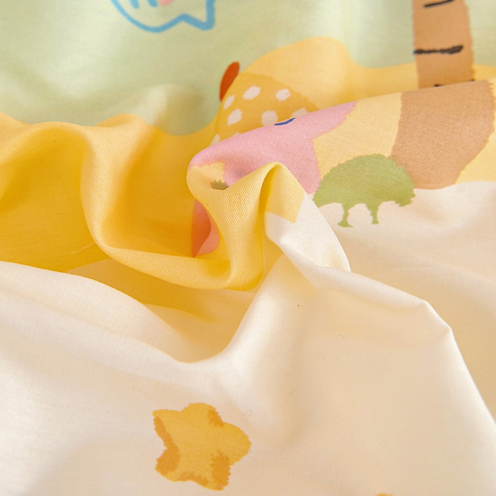 91家纺网 家纺一手货源 找家纺 芭伯妮 2026新款全棉AB版幼儿园三件套宝宝午睡被子六件套儿童被套多件套（第一批） 度假恐龙-绿