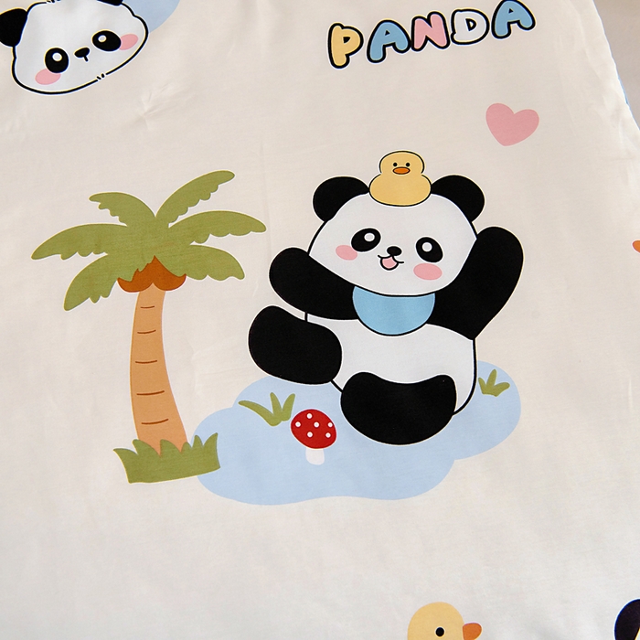 91家纺网 家纺一手货源 找家纺 芭伯妮 2026新款全棉AB版幼儿园三件套宝宝午睡被子六件套儿童被套多件套（第一批） 熊猫鸭鸭乐-蓝