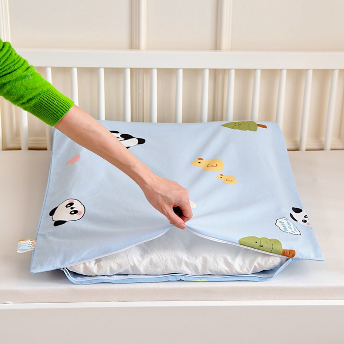 91家纺网 家纺一手货源 找家纺 芭伯妮 2026新款全棉AB版幼儿园三件套宝宝午睡被子六件套儿童被套多件套（第一批） 熊猫鸭鸭乐-蓝