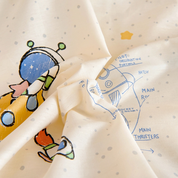 91家纺网 家纺一手货源 找家纺 芭伯妮 2026新款全棉AB版幼儿园三件套宝宝午睡被子六件套儿童被套多件套（第一批） 星际仔仔