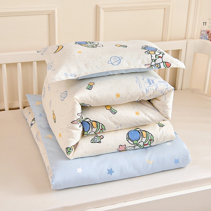 91家纺网 家纺一手货源 找家纺 芭伯妮 2026新款全棉AB版幼儿园三件套宝宝午睡被子六件套儿童被套多件套（第一批） 星际仔仔