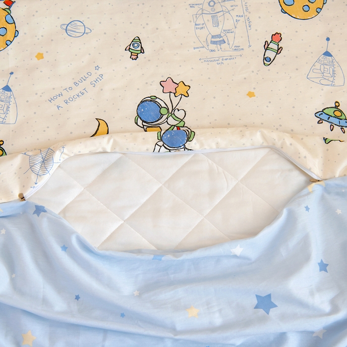 91家纺网 家纺一手货源 找家纺 芭伯妮 2026新款全棉AB版幼儿园三件套宝宝午睡被子六件套儿童被套多件套（第一批） 星际仔仔