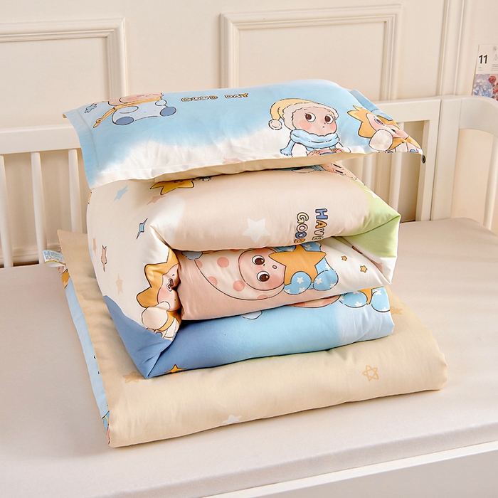 91家纺网 家纺一手货源 找家纺 芭伯妮 2026新款全棉AB版幼儿园三件套宝宝午睡被子六件套儿童被套多件套（第一批） 星梦童话