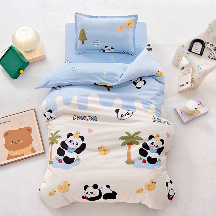芭伯妮 2026新款全棉AB版幼儿园三件套宝宝午睡被子六件套儿童被套多件套（第一批） 熊猫鸭鸭乐-蓝