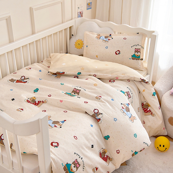 91家纺网 家纺一手货源 找家纺 芭伯妮 2026新款全棉AB版幼儿园三件套宝宝午睡被子六件套儿童被套多件套（第一批） 旺星卧室