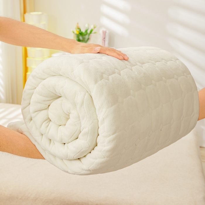 91家纺网 家纺一手货源 找家纺 女子家纺 2025新款全消光牛奶绒床垫 苹果绿