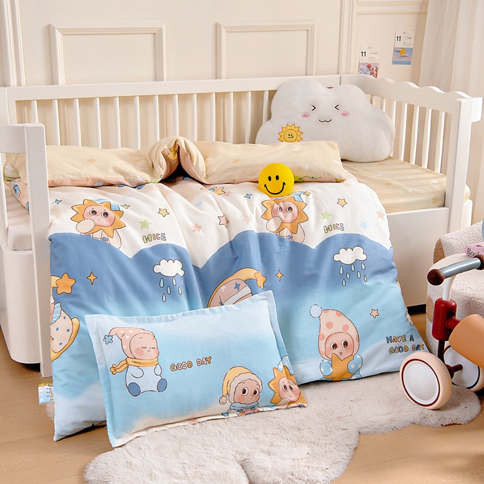 91家纺网 家纺一手货源 找家纺 芭伯妮 2026新款全棉AB版幼儿园三件套宝宝午睡被子六件套儿童被套多件套（第一批） 星梦童话