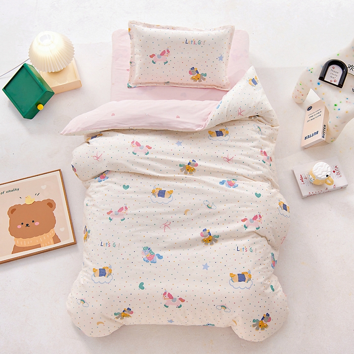 芭伯妮 2026新款全棉AB版幼儿园三件套宝宝午睡被子六件套儿童被套多件套（第一批） 彩虹木马