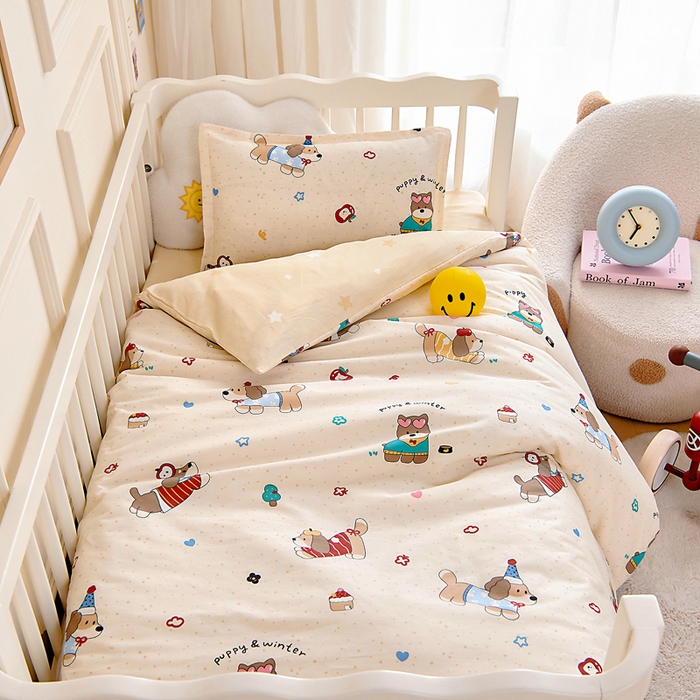 91家纺网 家纺一手货源 找家纺 芭伯妮 2026新款全棉AB版幼儿园三件套宝宝午睡被子六件套儿童被套多件套（第一批） 旺星卧室