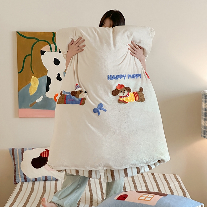 91家纺网 家纺一手货源 找家纺 （总）桃子家居 2025新款A类毛巾绣立体数码印花可爱卡通圣诞印加绣加厚牛奶绒系列四件套