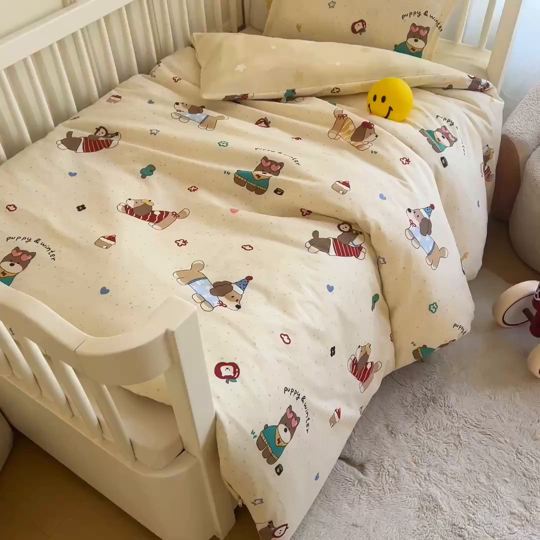 91家纺网 家纺一手货源 找家纺 芭伯妮 2026新款全棉AB版幼儿园三件套宝宝午睡被子六件套儿童被套多件套（第一批） 旺星卧室