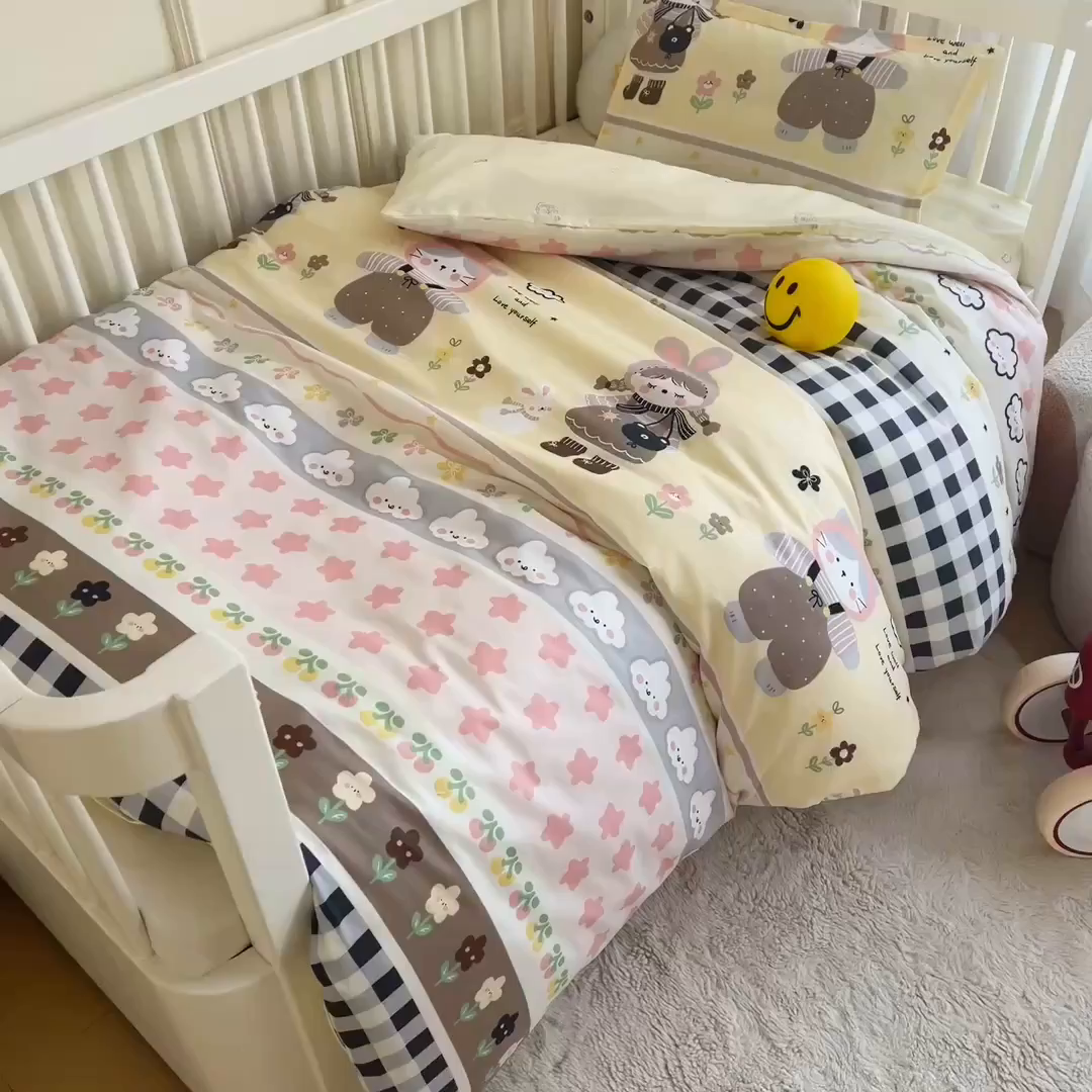 91家纺网 家纺一手货源 找家纺 芭伯妮 2026新款全棉AB版幼儿园三件套宝宝午睡被子六件套儿童被套多件套（第一批） 甜妹日记
