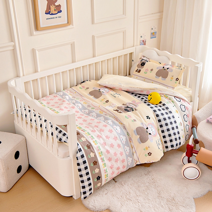 91家纺网 家纺一手货源 找家纺 （总）芭伯妮 2026新款全棉AB版幼儿园三件套宝宝午睡被子六件套儿童被套多件套（第一批）