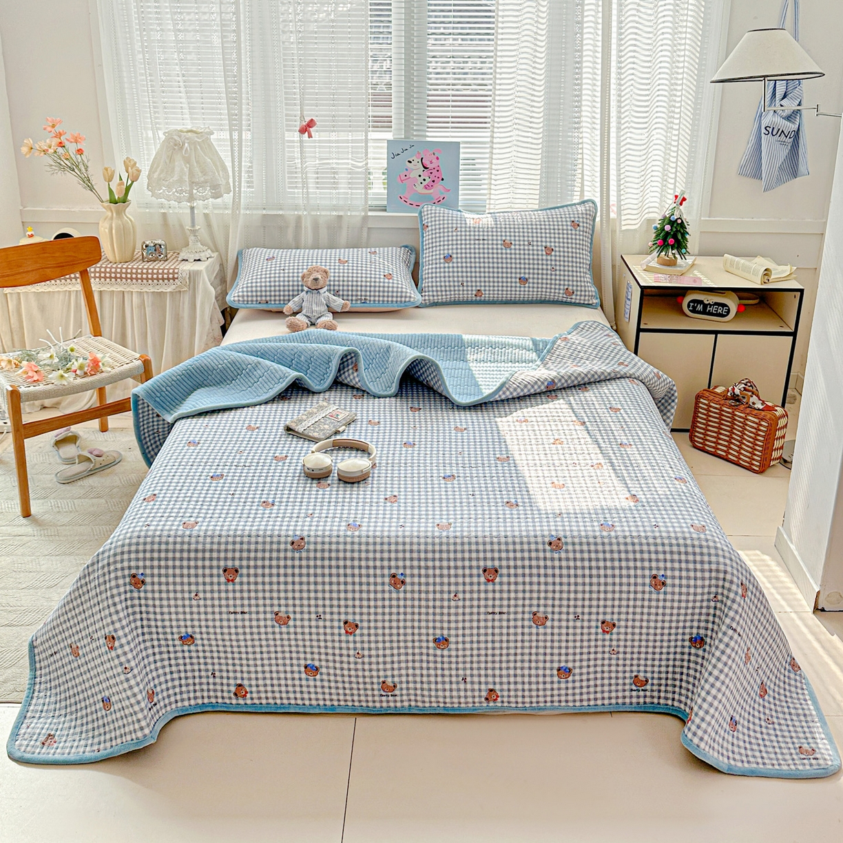 91家纺网 家纺一手货源 找家纺 （总）恒尚居 2026新款A双层纱B牛奶绒床盖双面两用夹棉床单学生床垫床褥子系列二