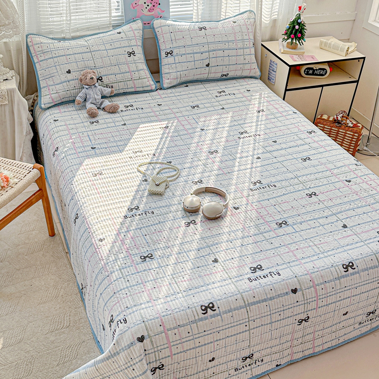 91家纺网 家纺一手货源 找家纺 恒尚居 2026新款A双层纱B牛奶绒床盖双面两用夹棉床单学生床垫床褥子系列二 蓝调【A双层纱-B牛奶绒】