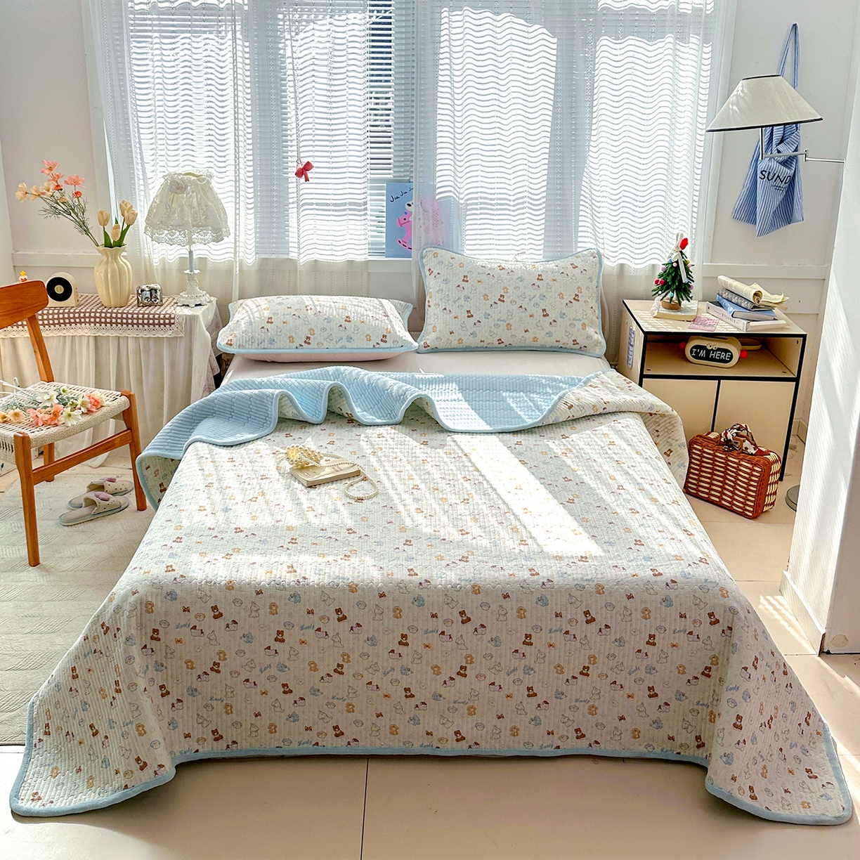 恒尚居 2026新款A双层纱B牛奶绒床盖双面两用夹棉床单学生床垫床褥子系列二 萌宠乐园【A双层纱-B牛奶绒】