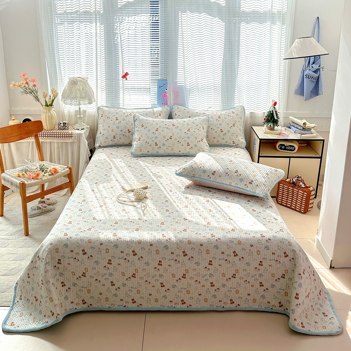 91家纺网 家纺一手货源 找家纺 恒尚居 2026新款A双层纱B牛奶绒床盖双面两用夹棉床单学生床垫床褥子系列二 萌宠乐园【A双层纱-B牛奶绒】