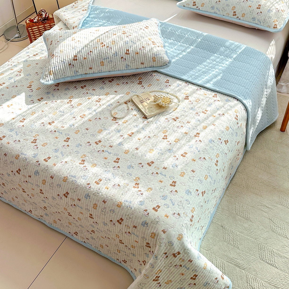 91家纺网 家纺一手货源 找家纺 恒尚居 2026新款A双层纱B牛奶绒床盖双面两用夹棉床单学生床垫床褥子系列二 萌宠乐园【A双层纱-B牛奶绒】