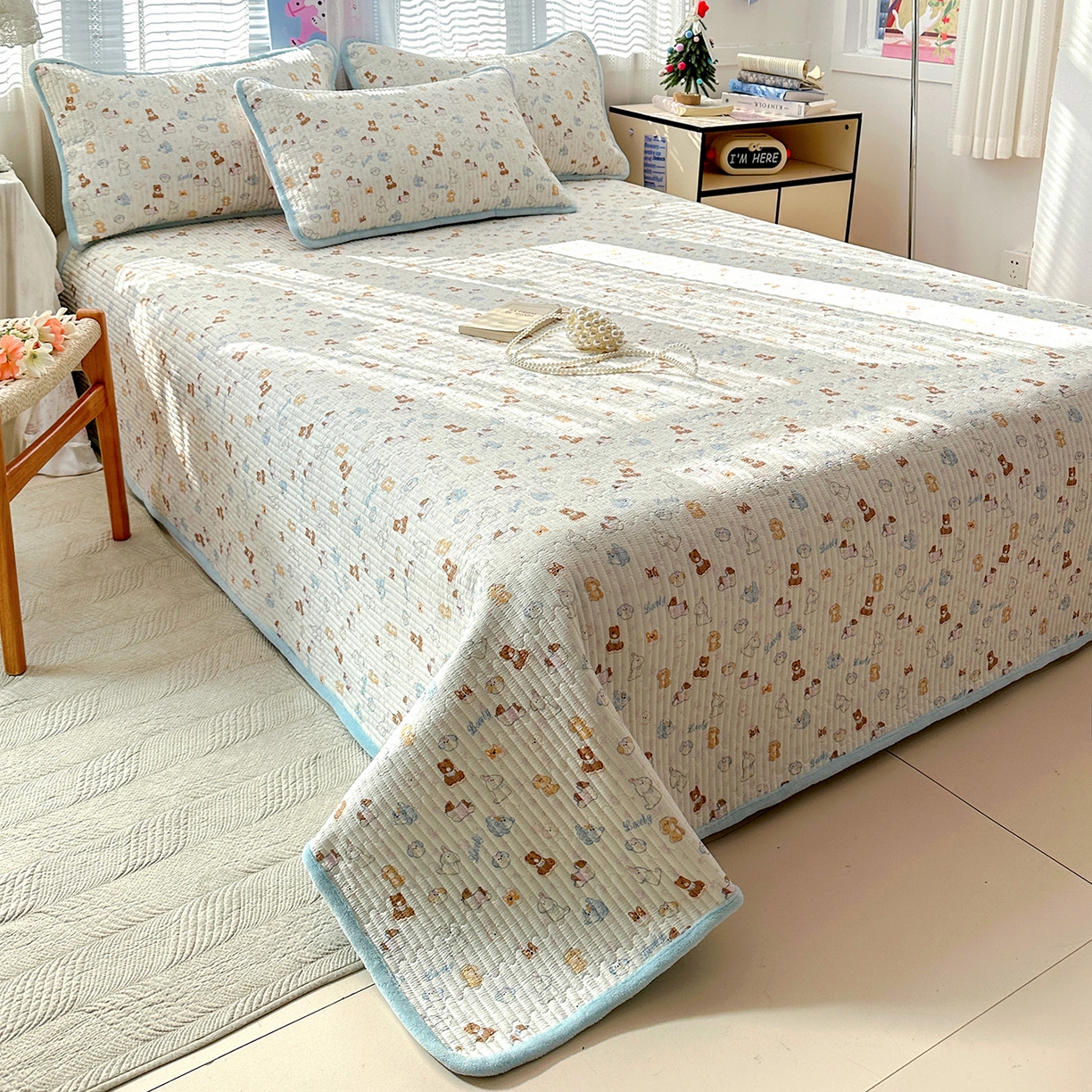 91家纺网 家纺一手货源 找家纺 恒尚居 2026新款A双层纱B牛奶绒床盖双面两用夹棉床单学生床垫床褥子系列二 萌宠乐园【A双层纱-B牛奶绒】