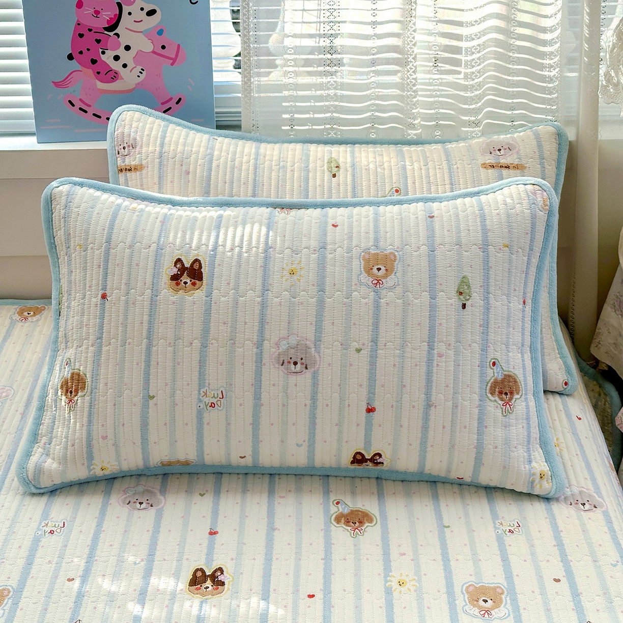 91家纺网 家纺一手货源 找家纺 恒尚居 2026新款A双层纱B牛奶绒床盖双面两用夹棉床单学生床垫床褥子系列二 汪汪队【A双层纱-B牛奶绒】