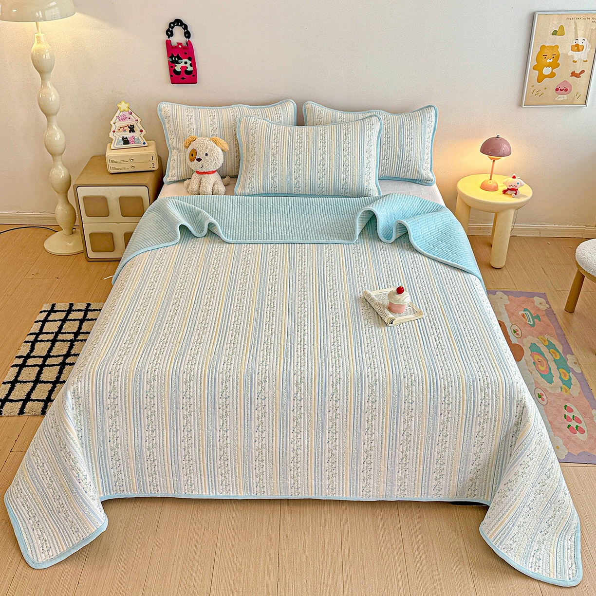 恒尚居 2026新款A双层纱B牛奶绒床盖双面两用夹棉床单学生床垫床褥子系列二 阳光庄园【A双层纱-B牛奶绒】