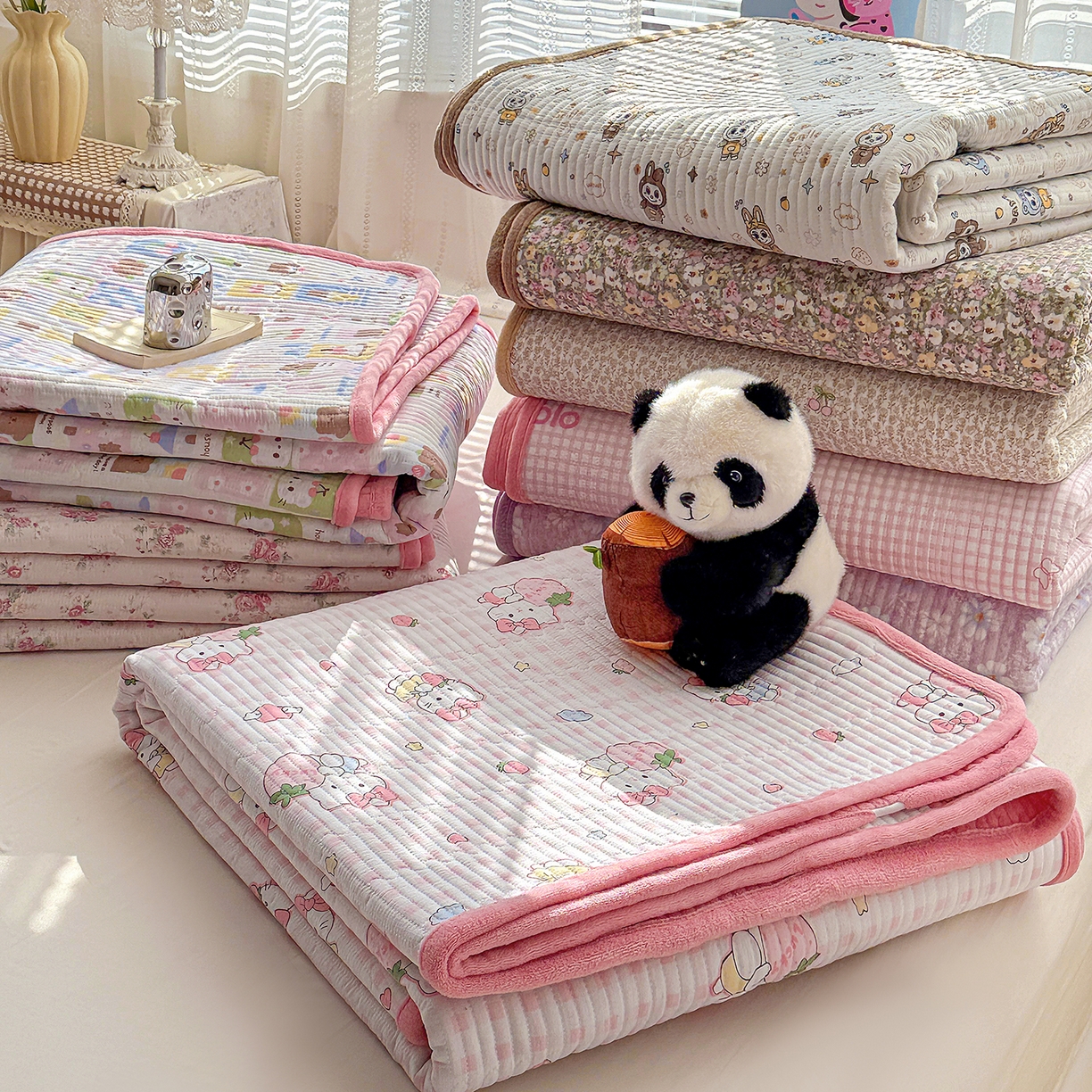 恒尚居 2026新款A双层纱B牛奶绒床盖双面两用夹棉床单学生床垫床褥子系列二 组合图仅供参考不可下单