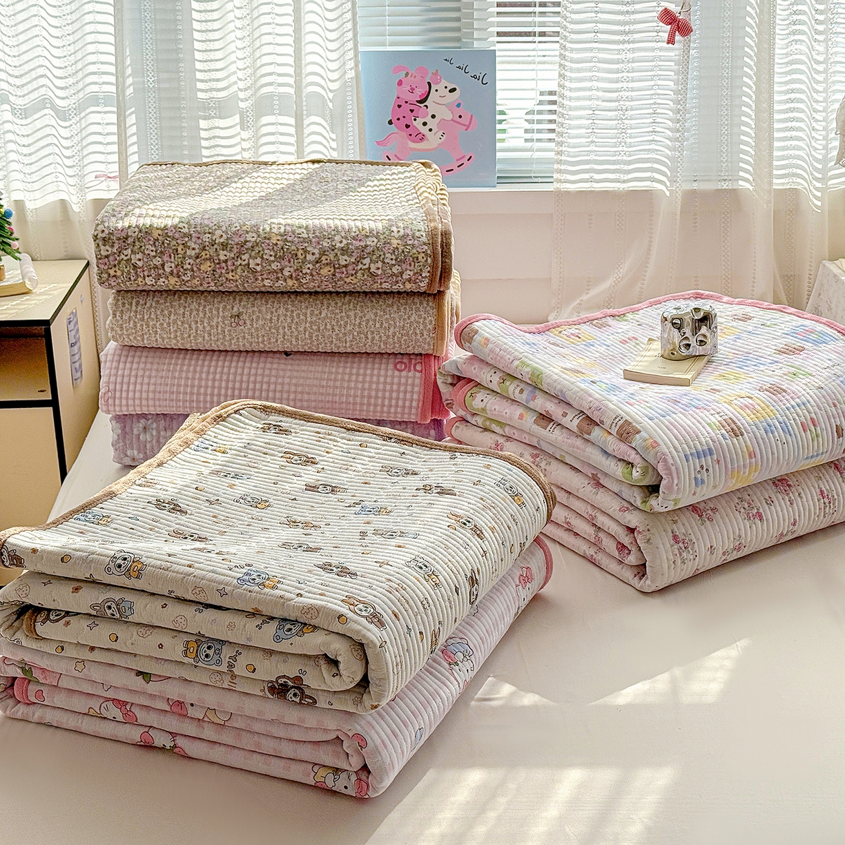 91家纺网 家纺一手货源 找家纺 恒尚居 2026新款A双层纱B牛奶绒床盖双面两用夹棉床单学生床垫床褥子系列二 组合图仅供参考不可下单